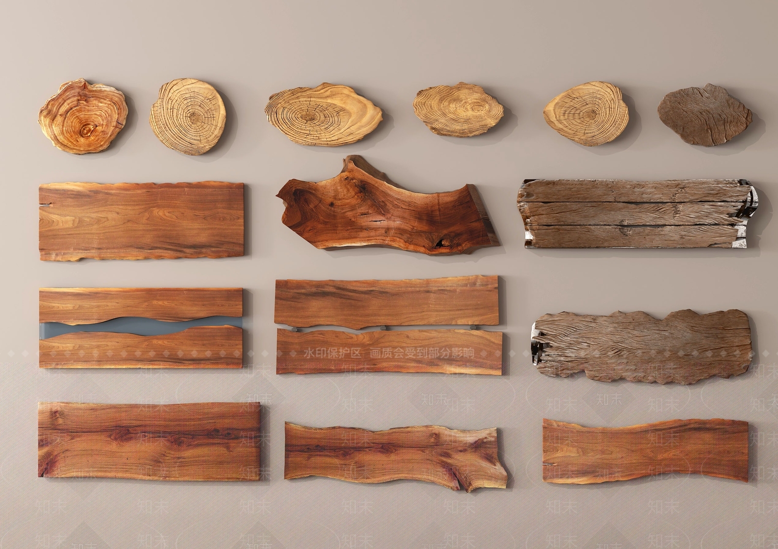 现代木头木板3D模型下载【ID:1187108199】