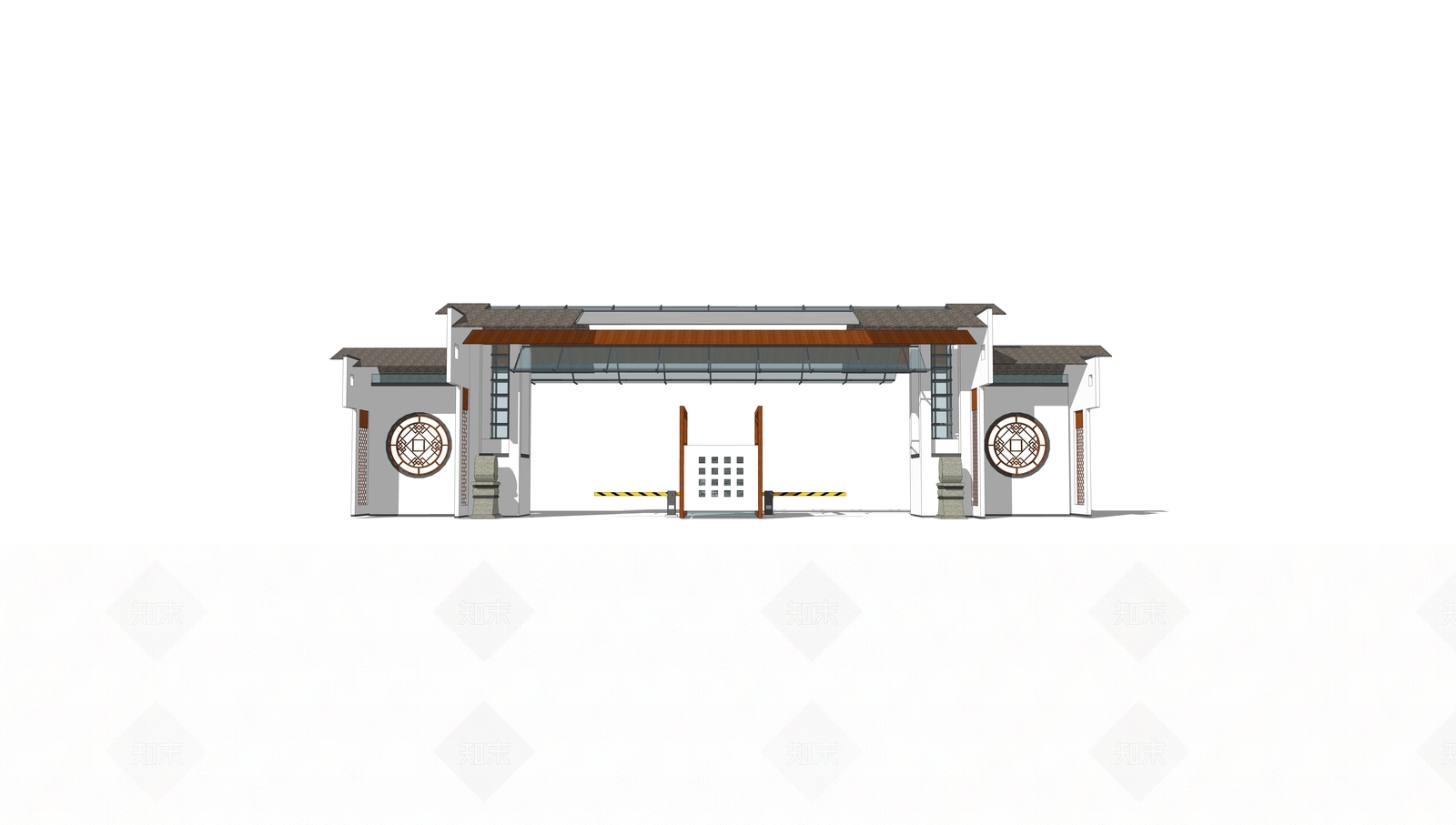 新中式现代入口大门SU模型下载【ID:1187157504】