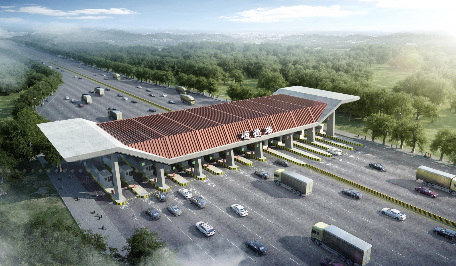 现代新中式收费站SU模型下载【ID:1187113164】