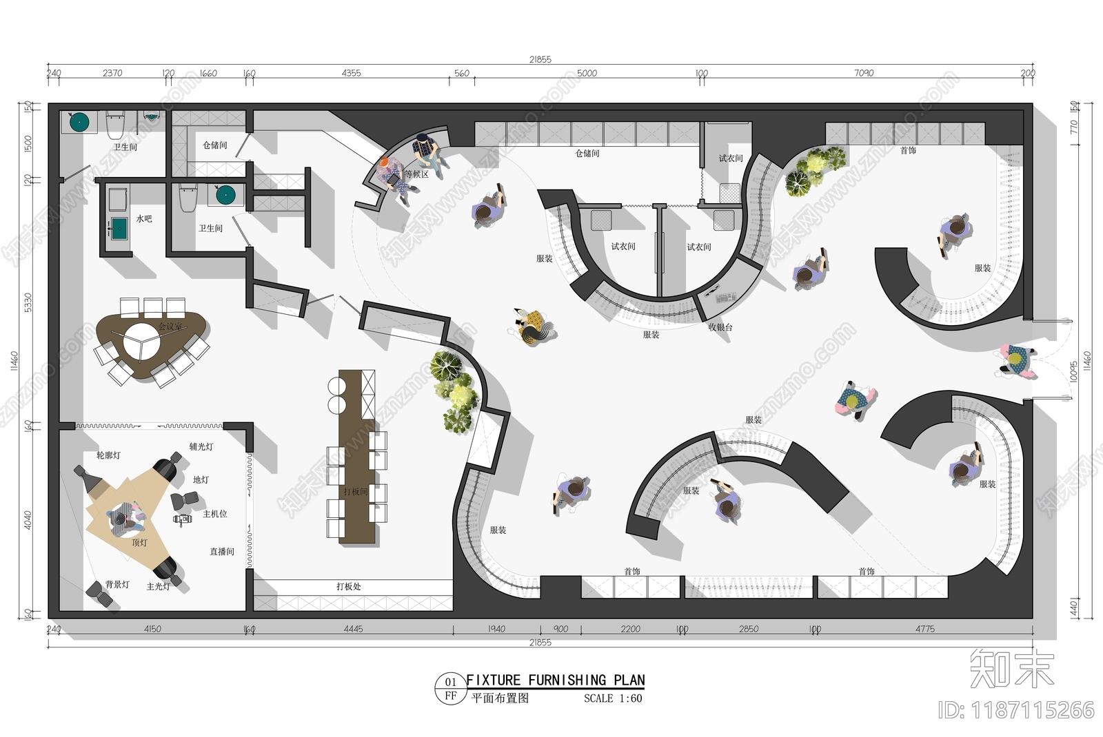 现代服装店施工图下载【ID:1187115266】