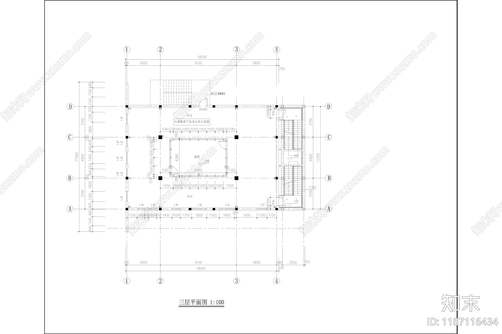 现代简约行政机构建筑cad施工图下载【ID:1187116434】