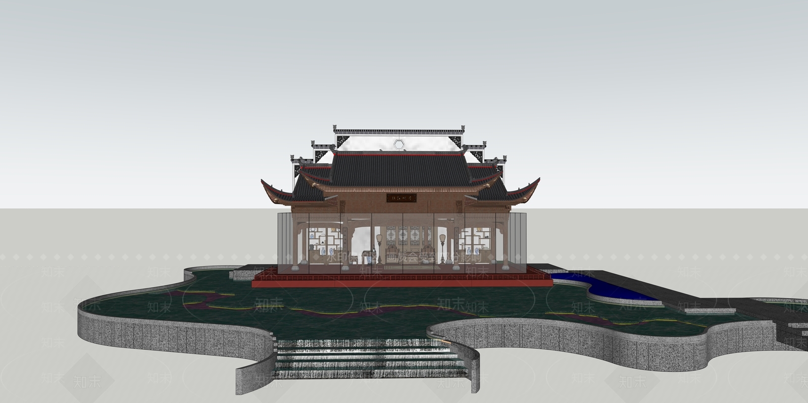 现代新中式其他景观小建筑SU模型下载【ID:1187116629】