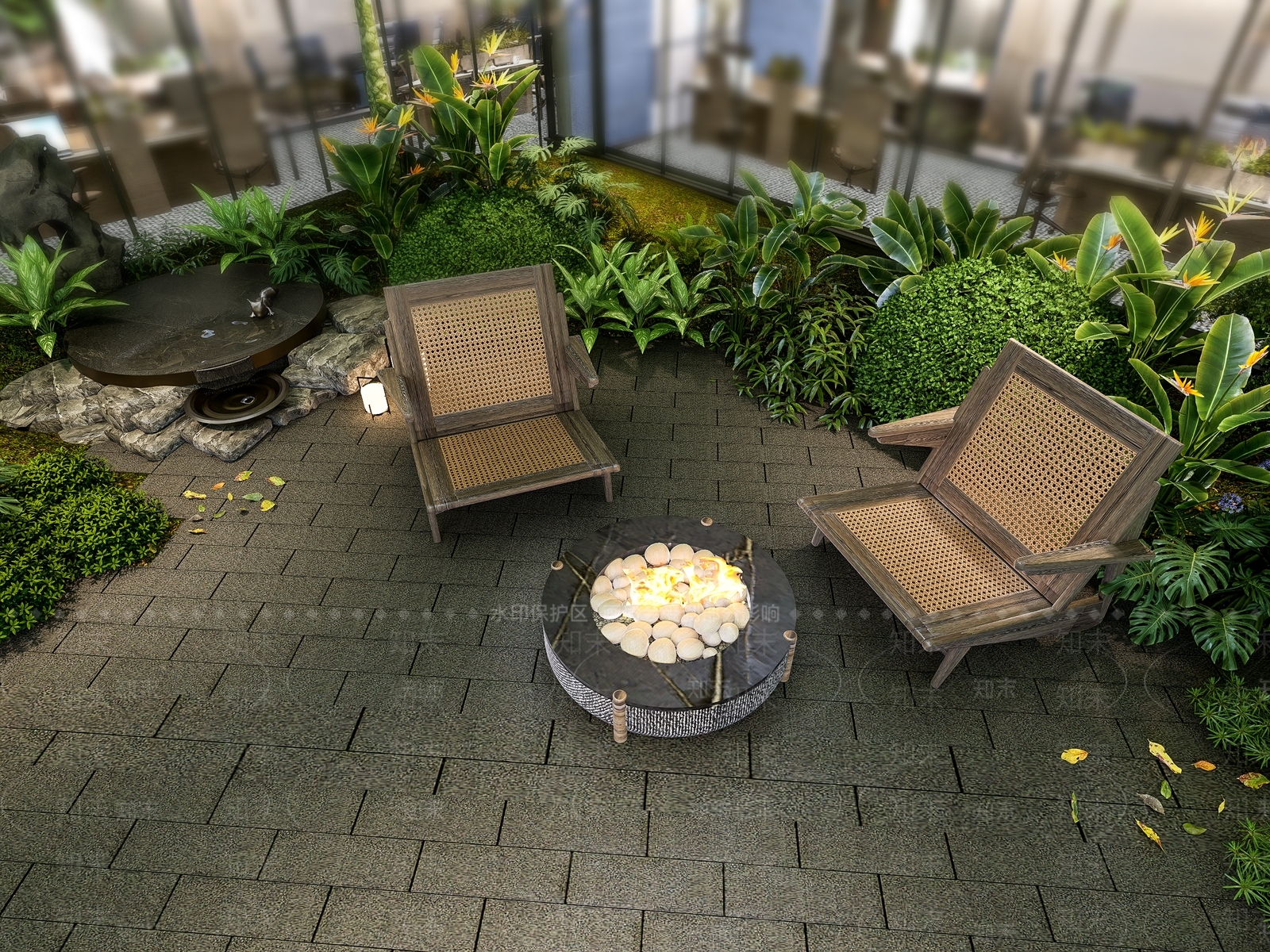 现代禅意屋顶花园SU模型下载【ID:1187117072】