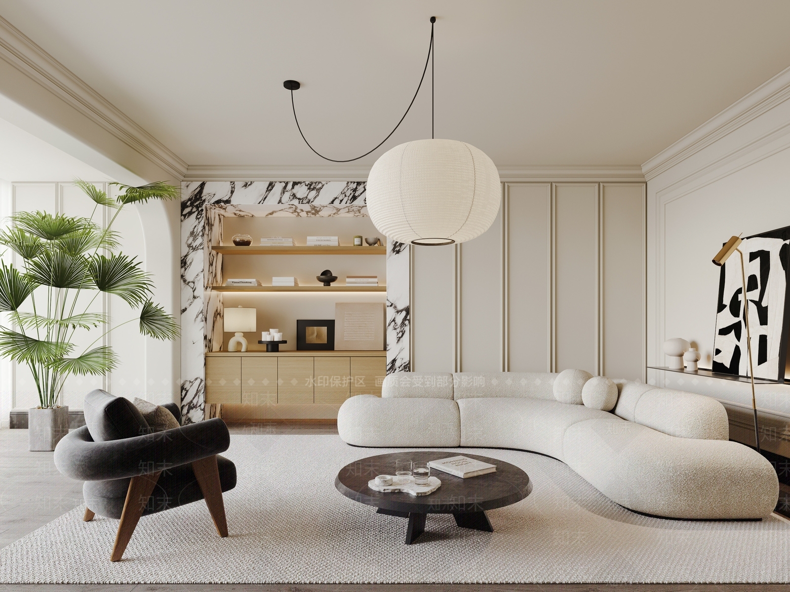 法式风客厅3D模型下载【ID:1187126127】