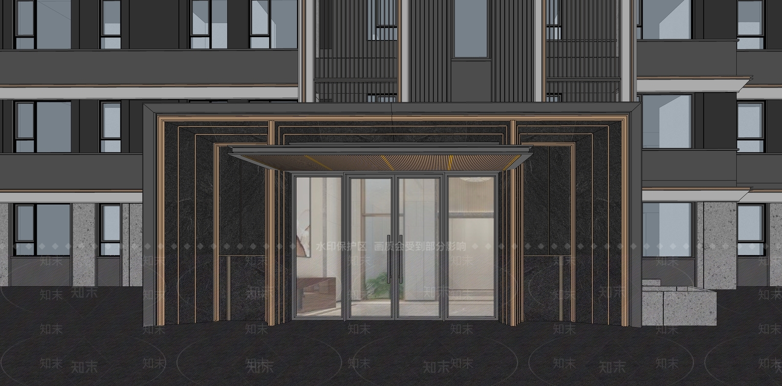 现代极简小区建筑SU模型下载【ID:1187128539】