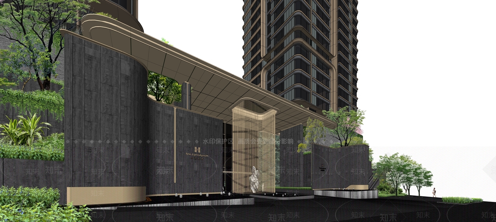 现代轻奢小区建筑SU模型下载【ID:1187130100】