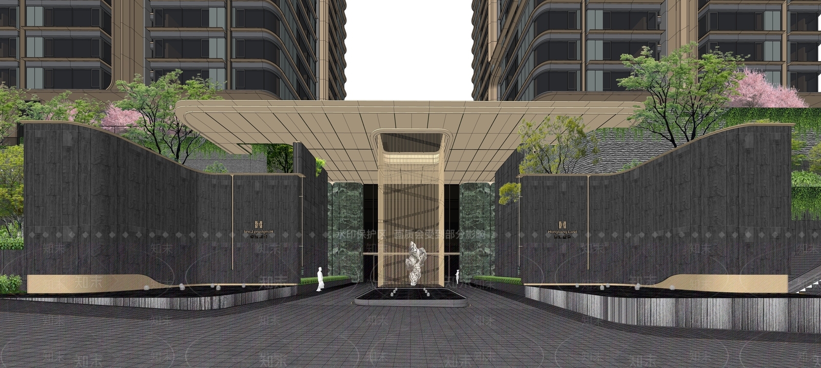 现代轻奢小区建筑SU模型下载【ID:1187130100】