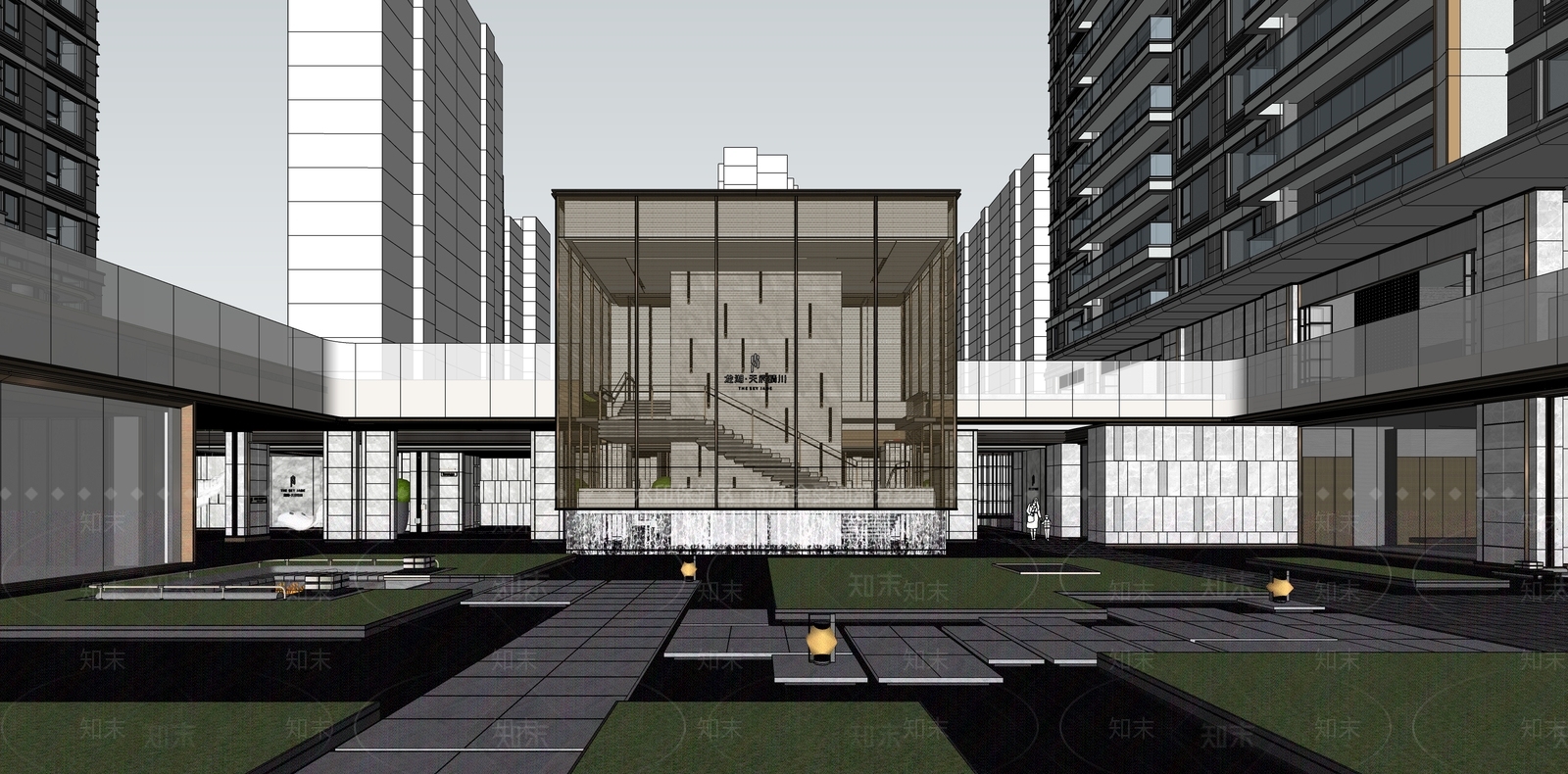 现代轻奢小区建筑SU模型下载【ID:1187131932】