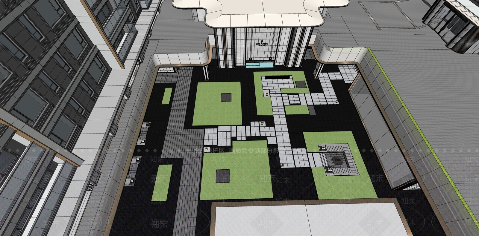 现代轻奢小区建筑SU模型下载【ID:1187132026】