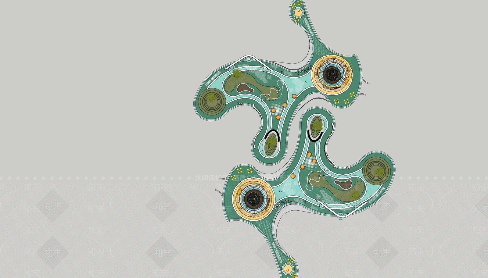 现代景观公园SU模型下载【ID:1187138277】