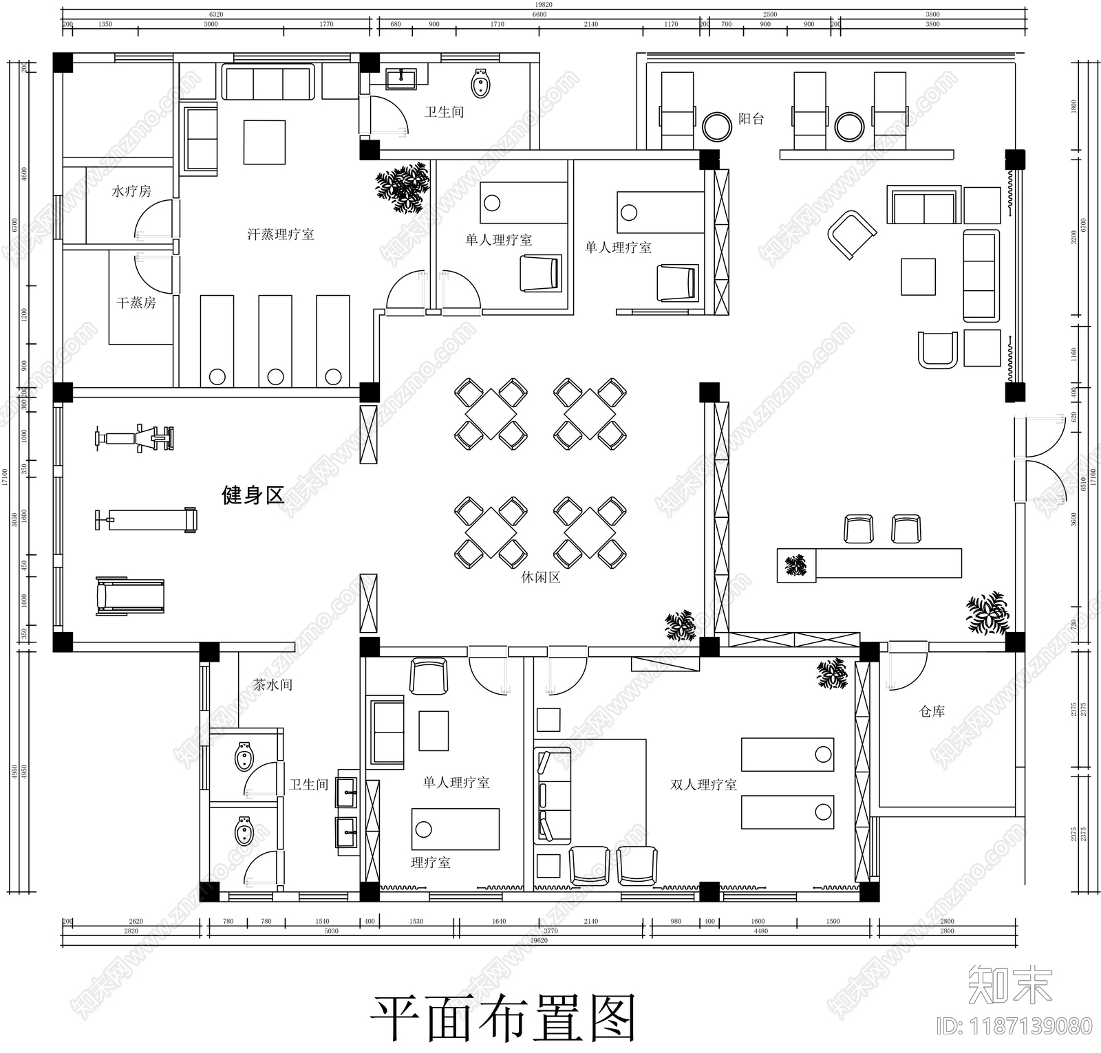 现代美容院施工图下载【ID:1187139080】