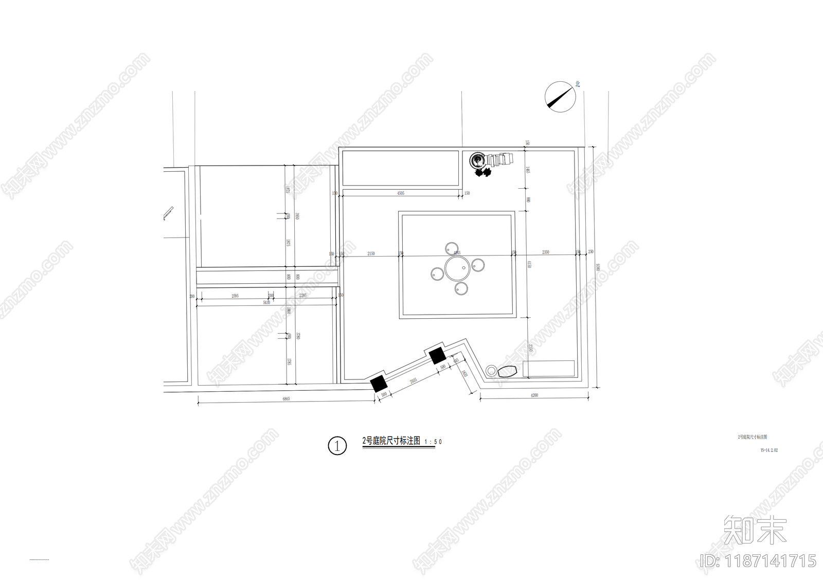 新中式庭院cad施工图下载【ID:1187141715】