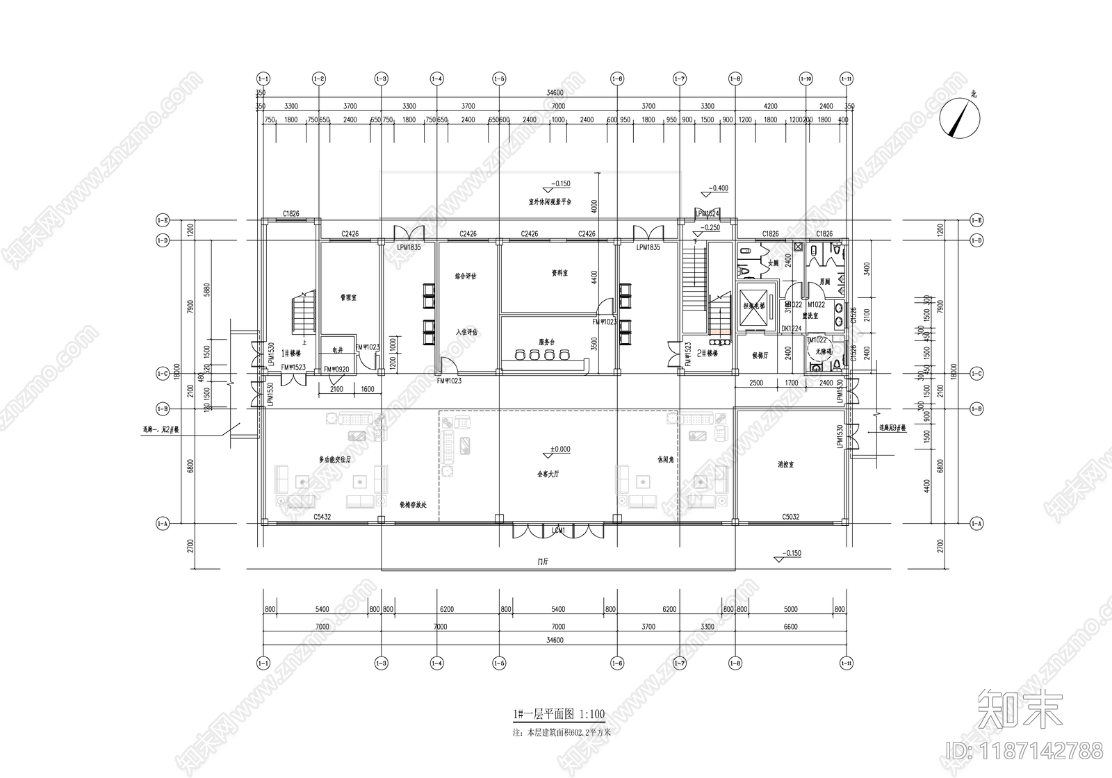 现代养老院cad施工图下载【ID:1187142788】