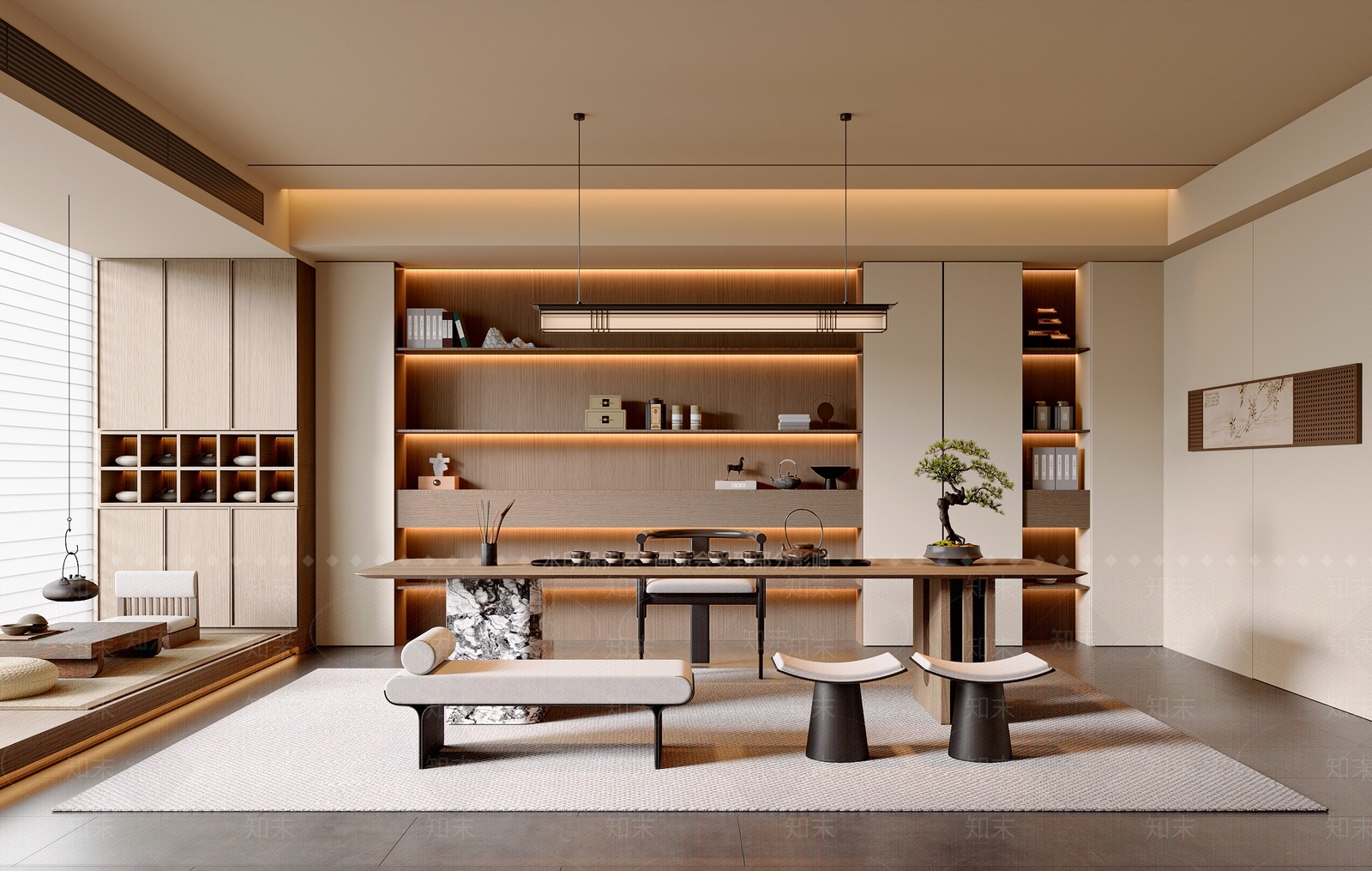 新中式中式茶室3D模型下载【ID:1187165702】