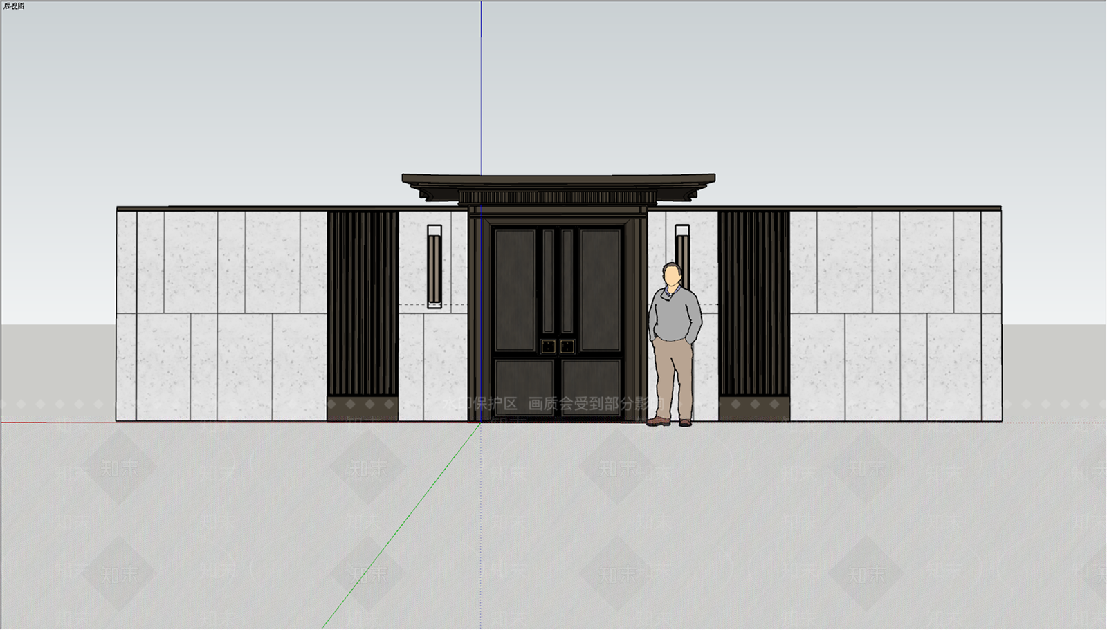 新中式别墅庭院SU模型下载【ID:1187166668】
