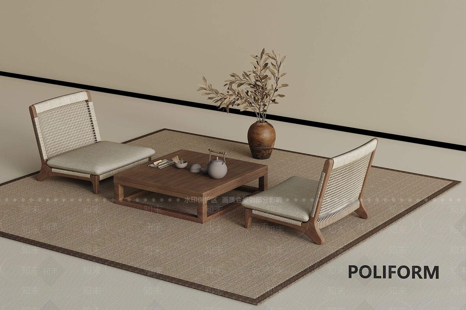 新中式茶桌椅3D模型下载【ID:1187167951】