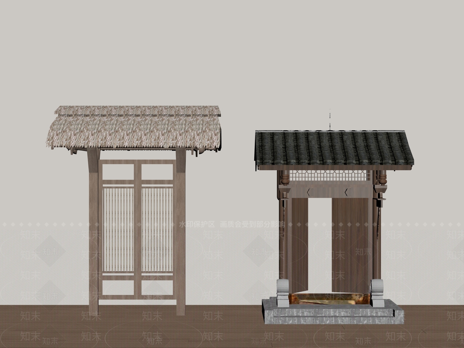 新中式庭院门SU模型下载【ID:1187170078】