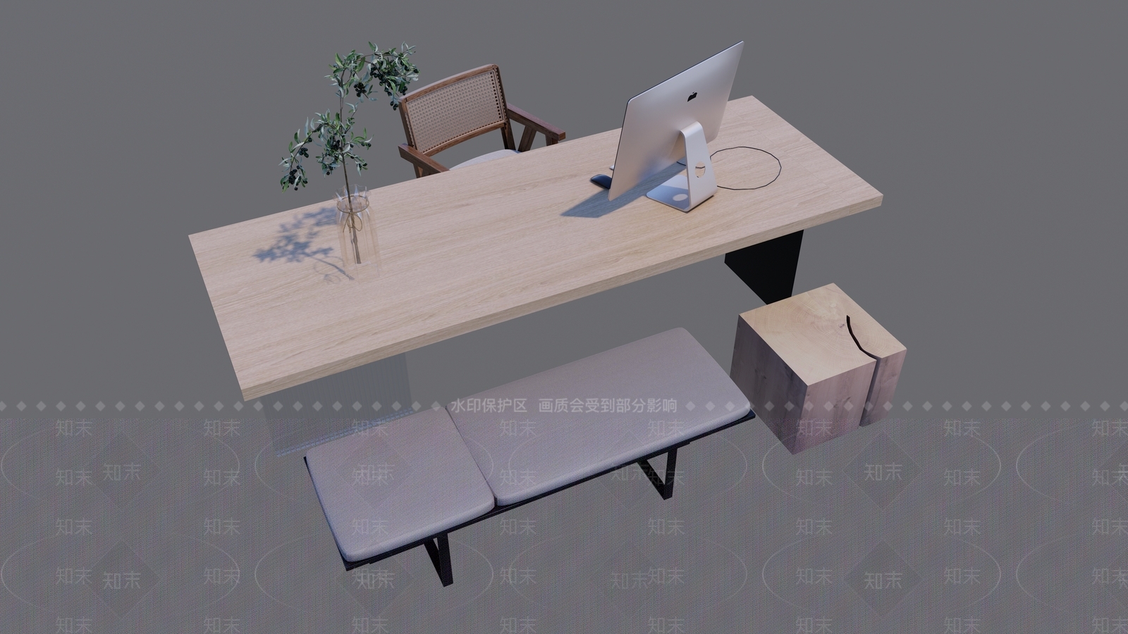 现代书桌SU模型下载【ID:1187183757】