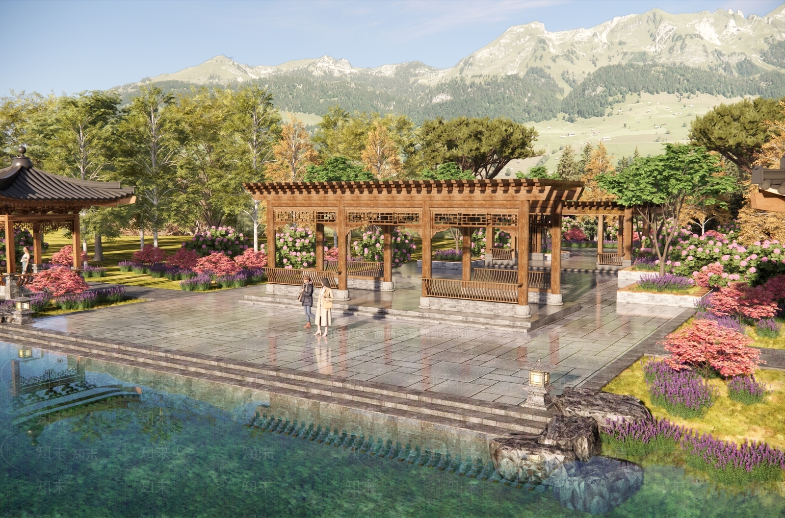 现代新中式廊架SU模型下载【ID:1187188608】