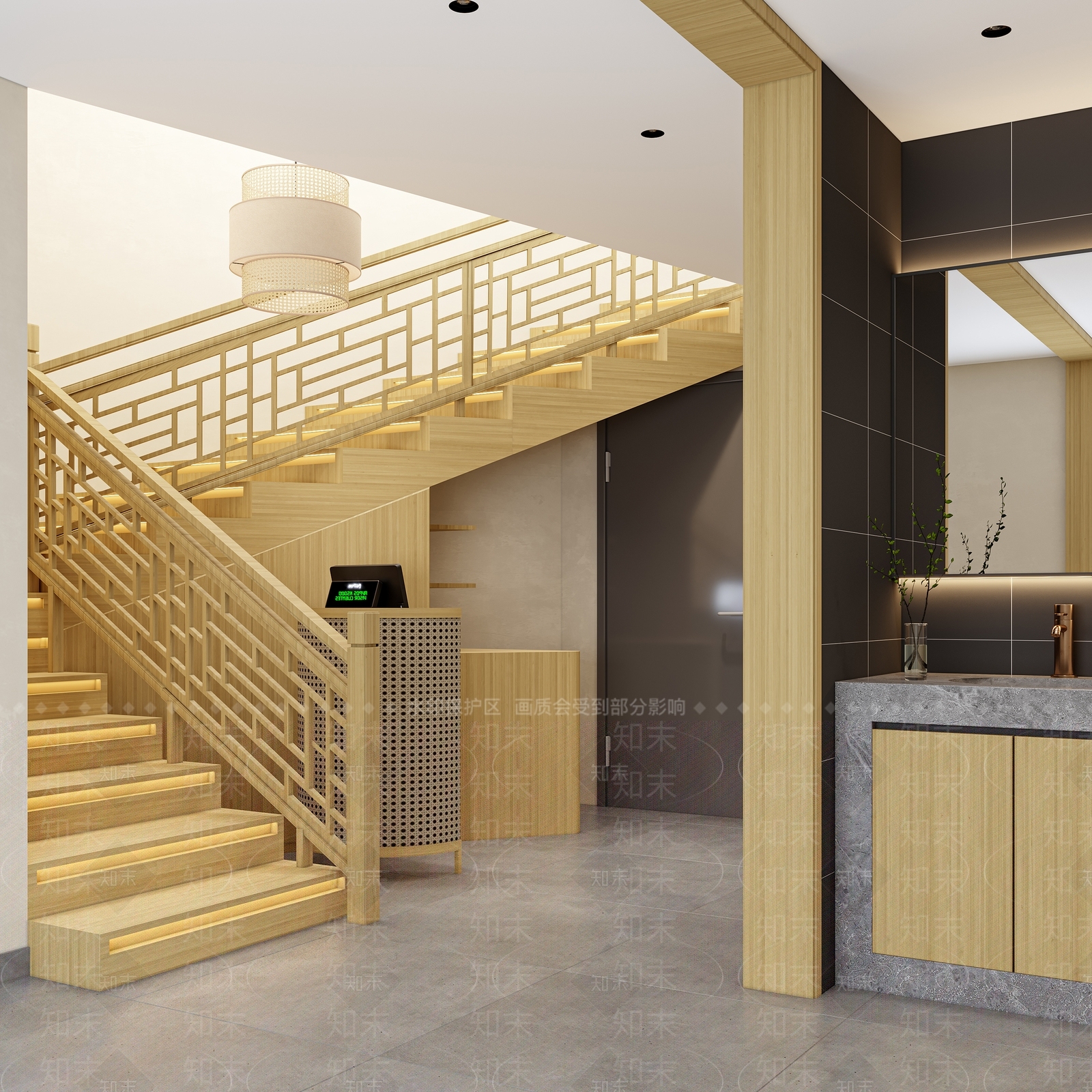 新中式原木其他餐饮空间3D模型下载【ID:1187193493】