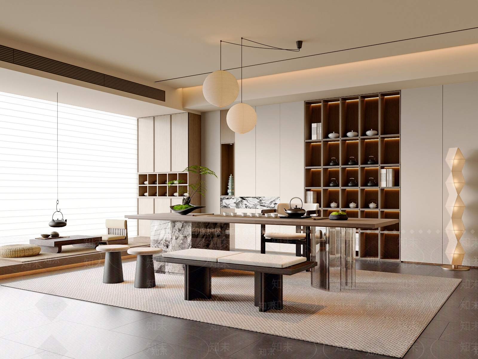 新中式中式茶室SU模型下载【ID:1187195285】