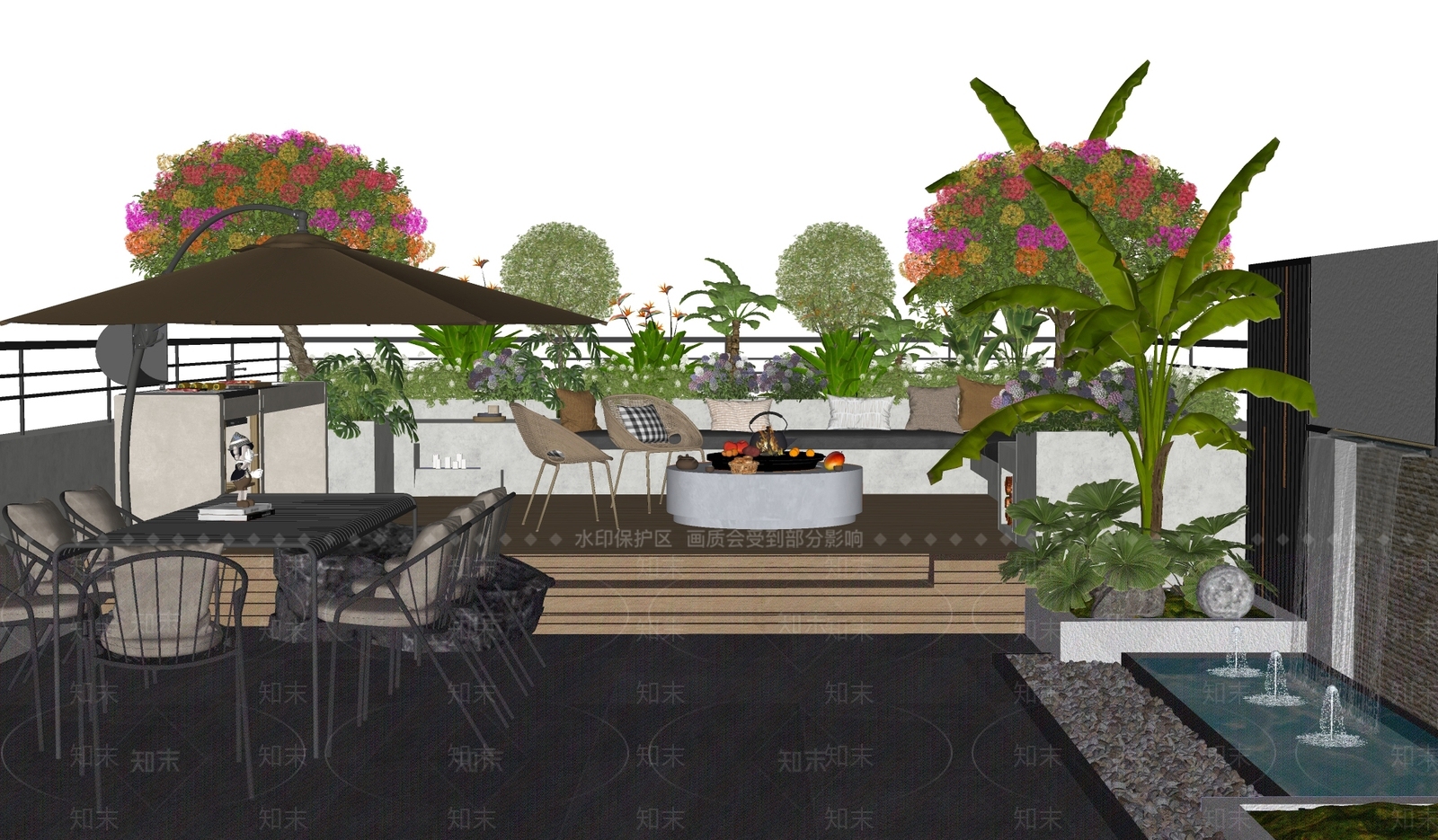 现代屋顶花园SU模型下载【ID:1187197214】