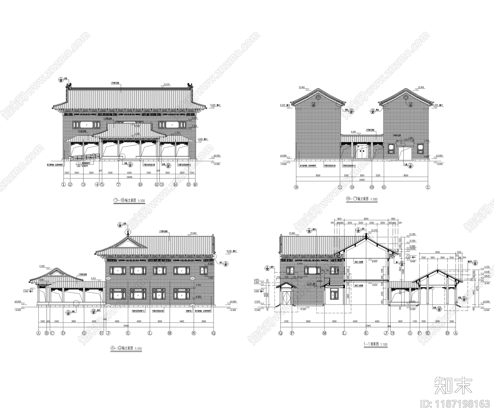 中式四合院施工图下载【ID:1187198163】