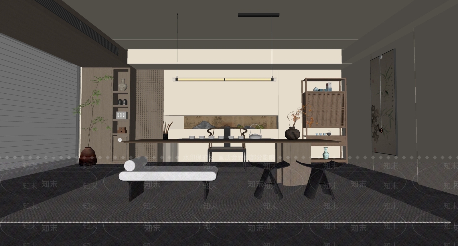 新中式中式茶室SU模型下载【ID:1187202943】