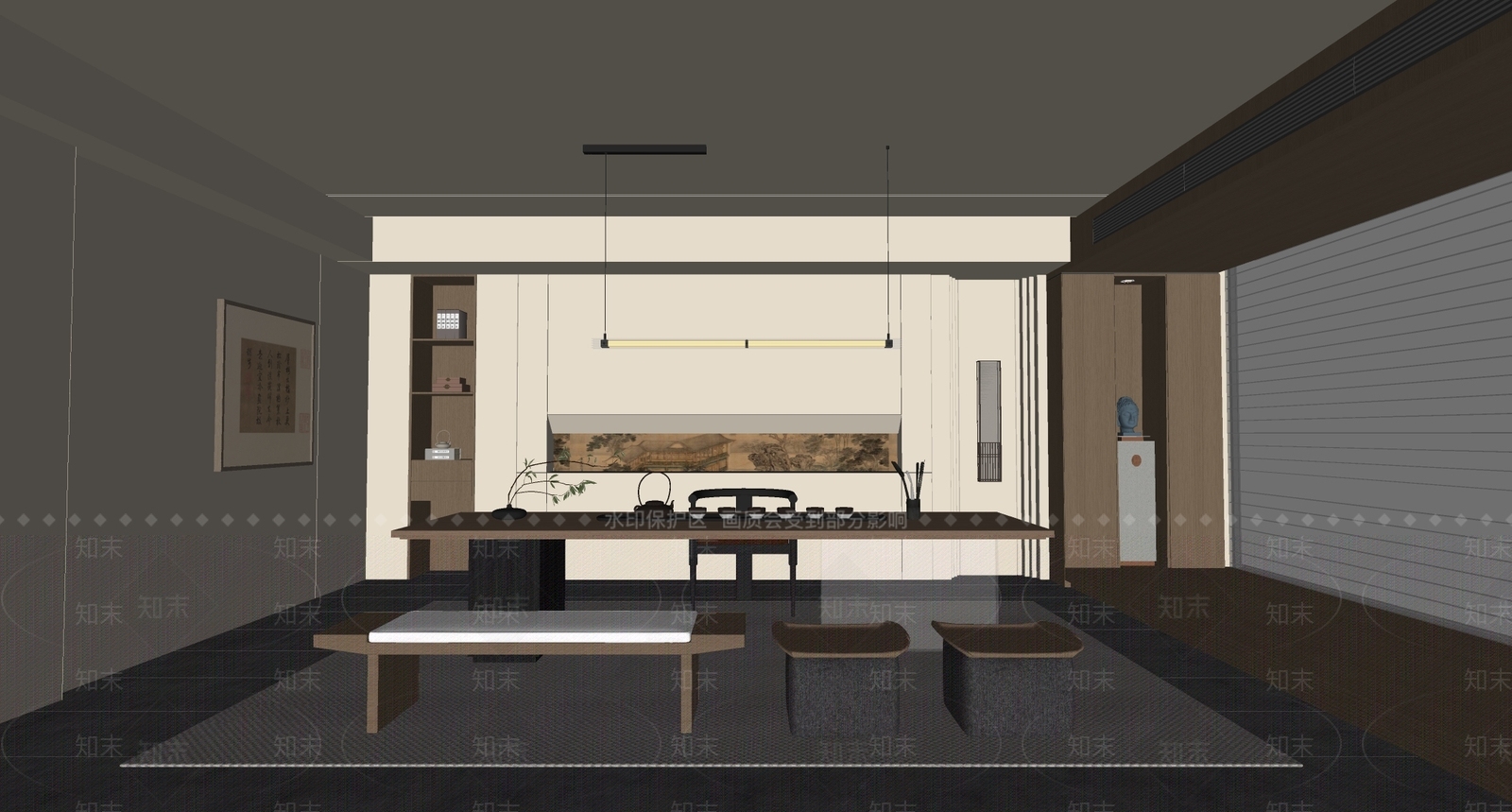 新中式中式茶室SU模型下载【ID:1187203549】