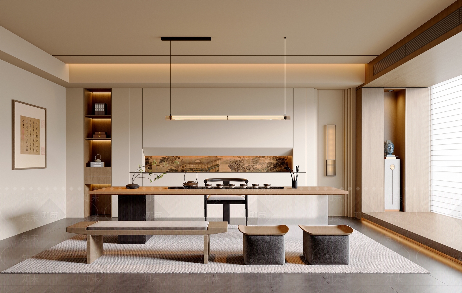 新中式中式茶室SU模型下载【ID:1187203549】