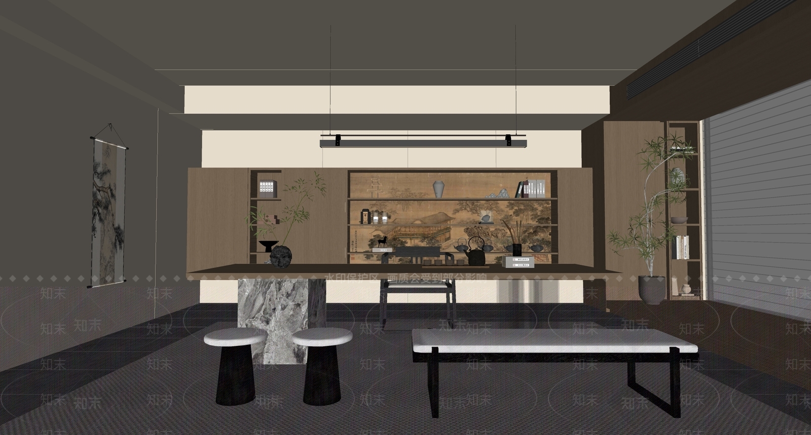新中式中式茶室SU模型下载【ID:1187204010】