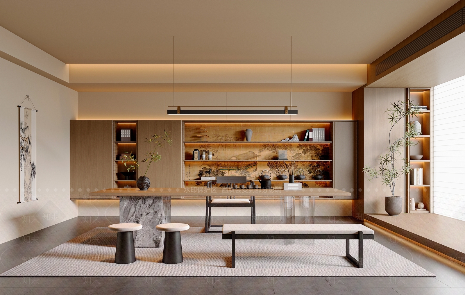 新中式中式茶室SU模型下载【ID:1187204010】