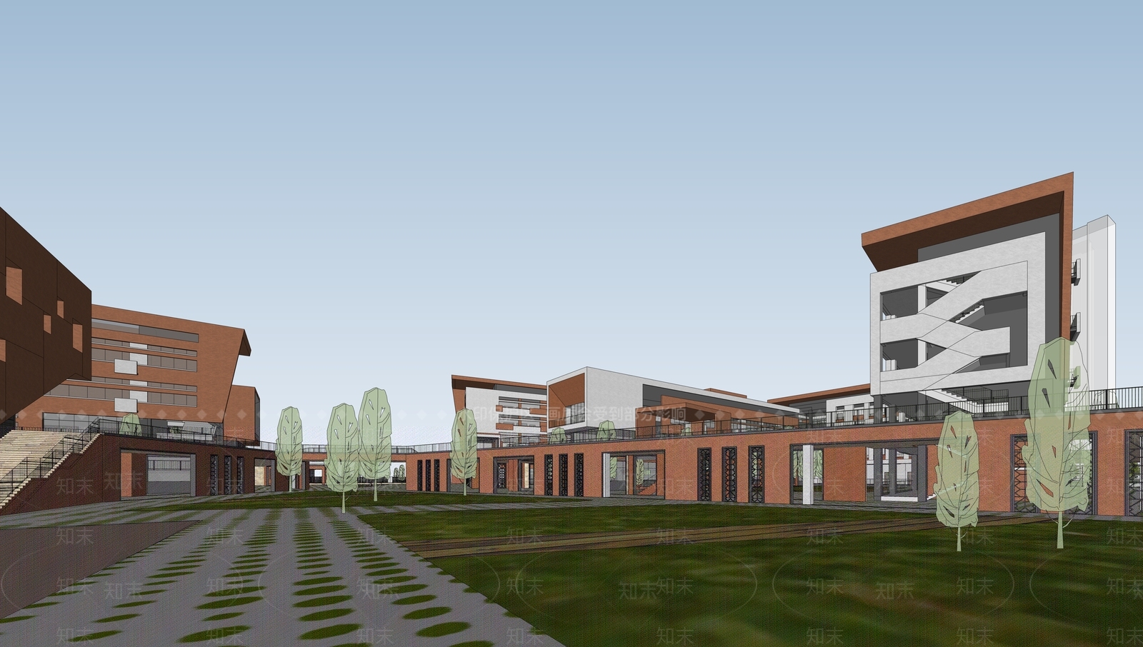 现代学校建筑SU模型下载【ID:1187206525】