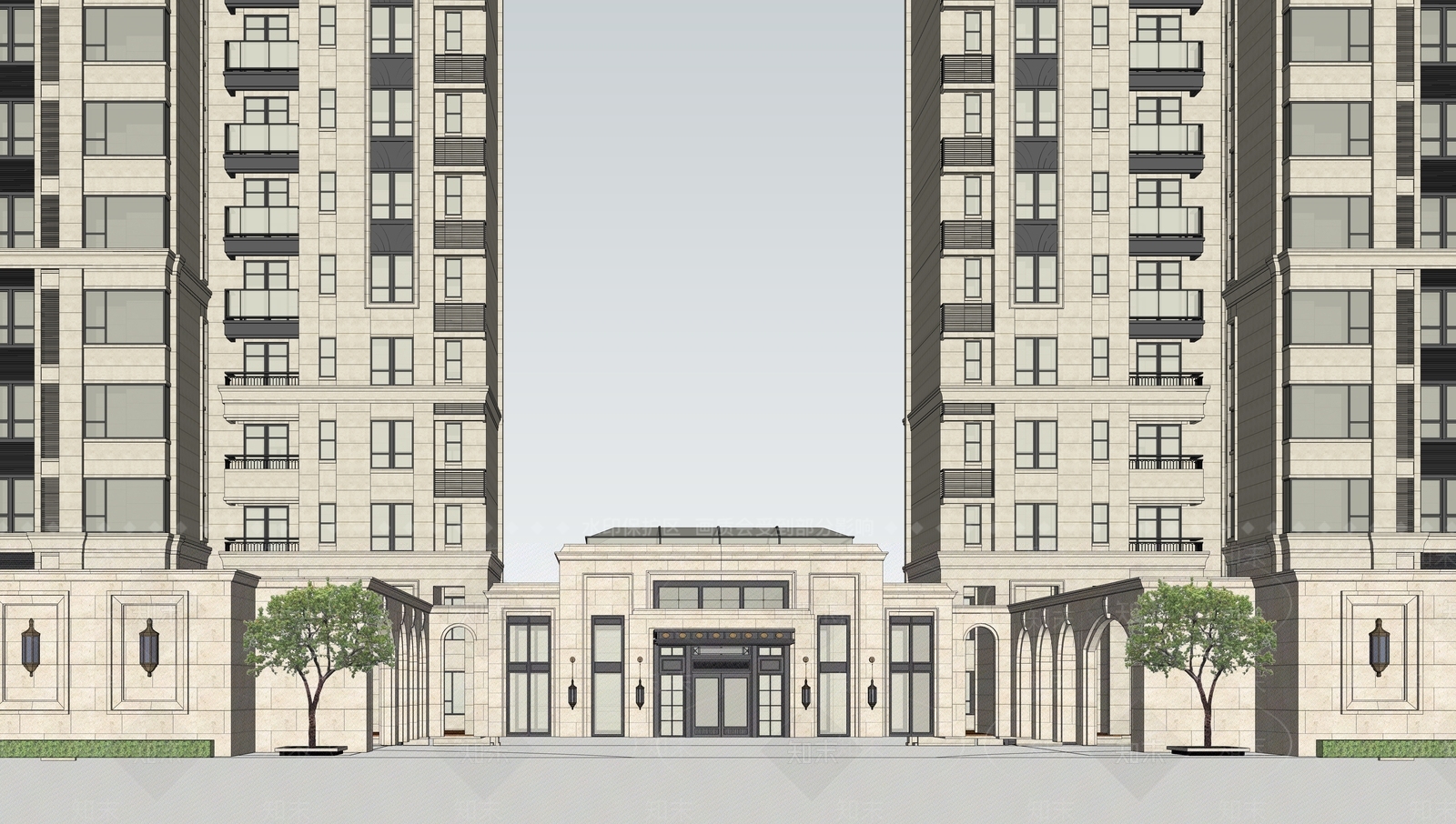 法式入口大门SU模型下载【ID:1187207526】