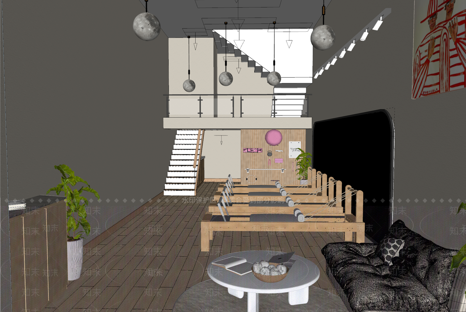 现代瑜伽室SU模型下载【ID:1187213320】