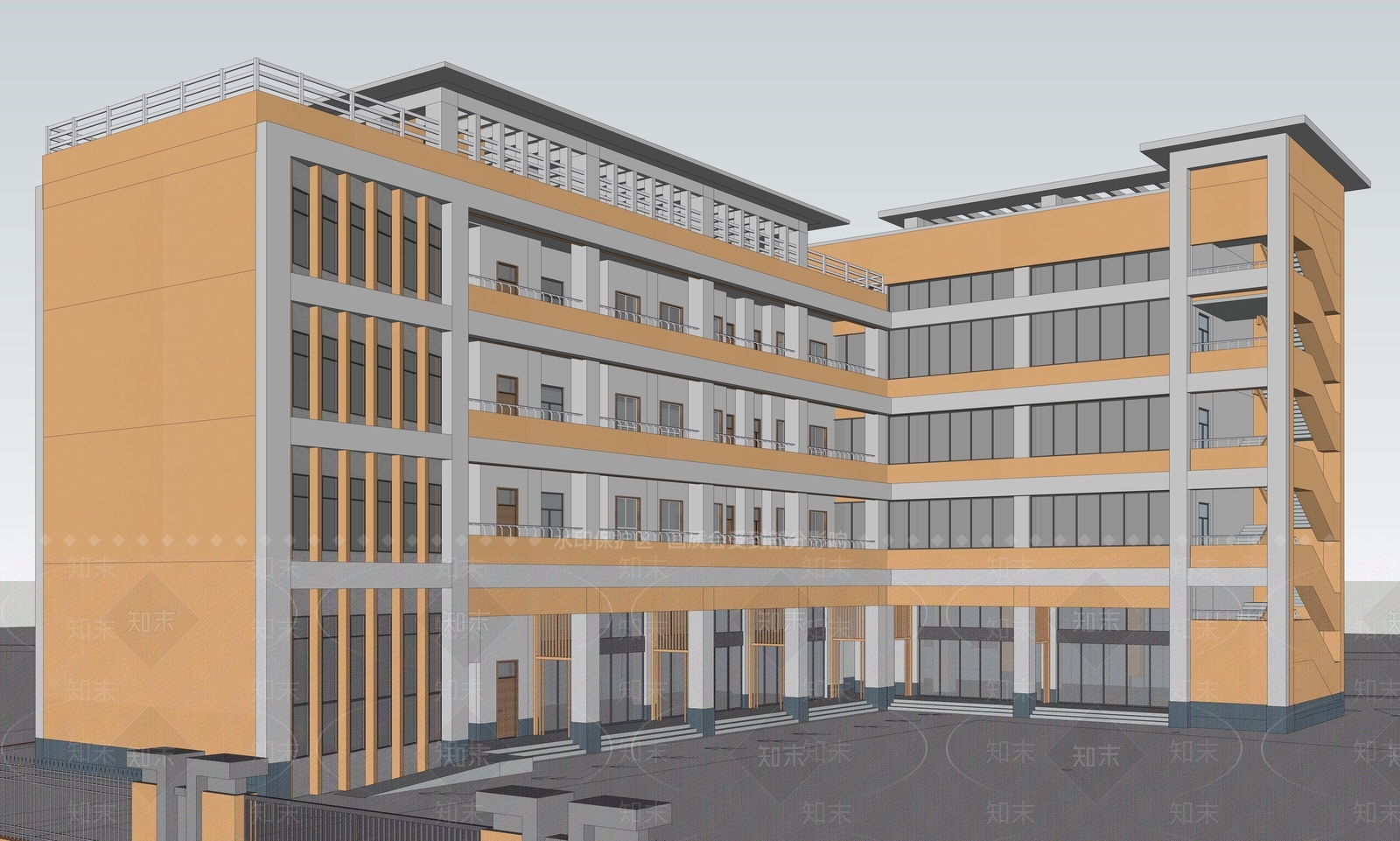 现代学校建筑SU模型下载【ID:1187222511】