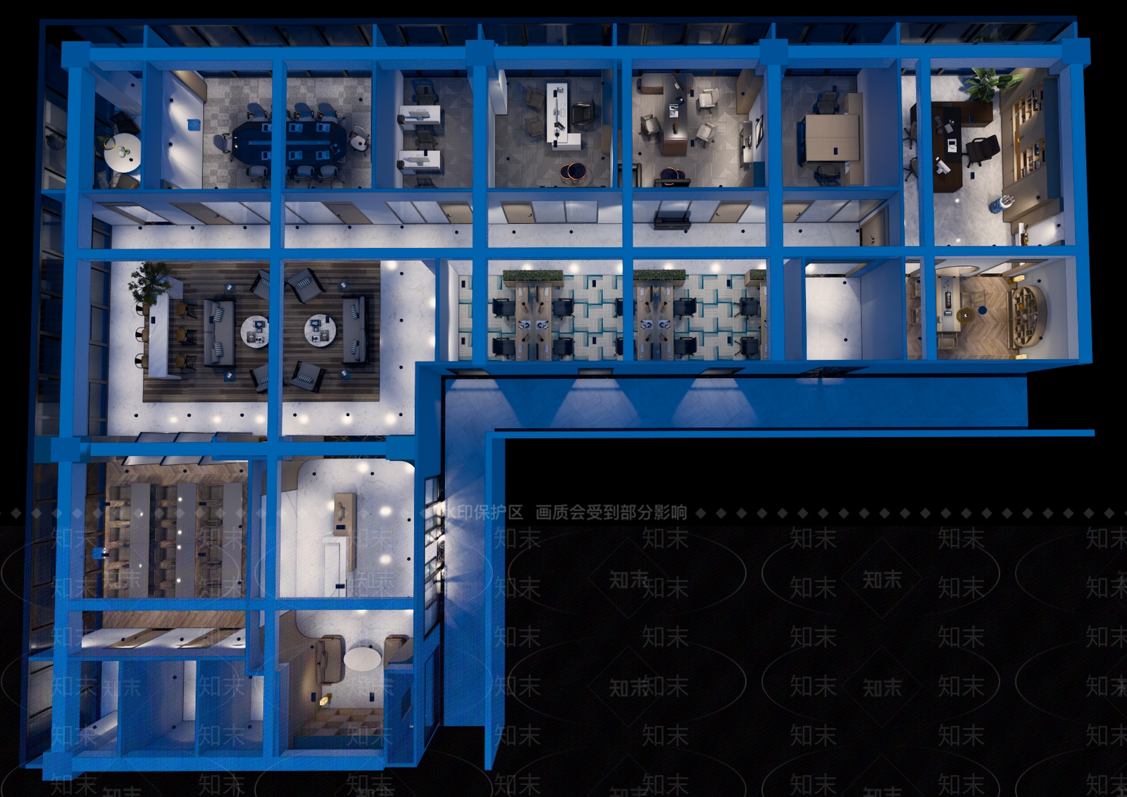 现代极简办公室SU模型下载【ID:1187226851】