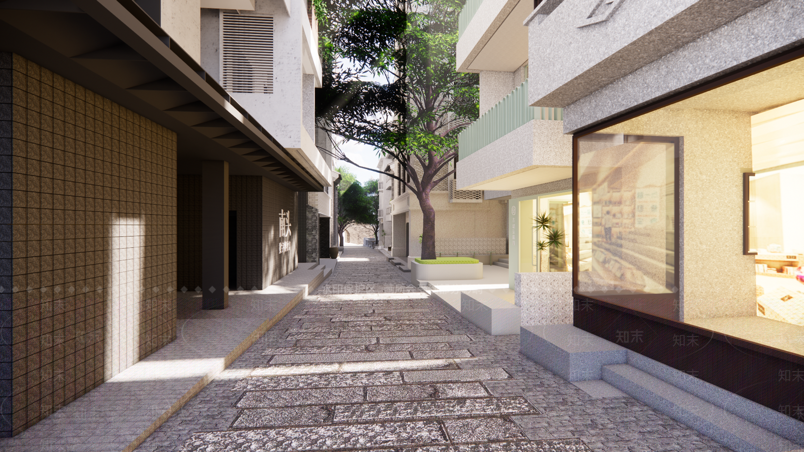 现代复古商业街SU模型下载【ID:1187227365】