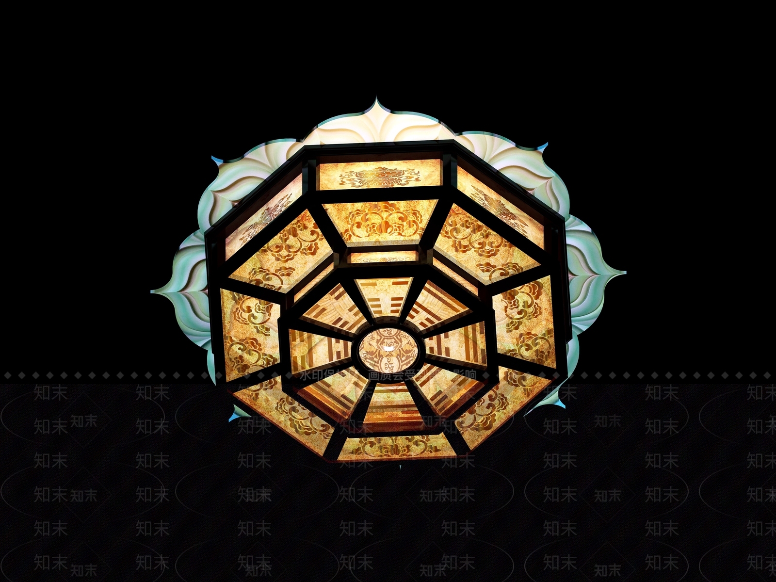新中式中式吸顶灯3D模型下载【ID:1187231624】