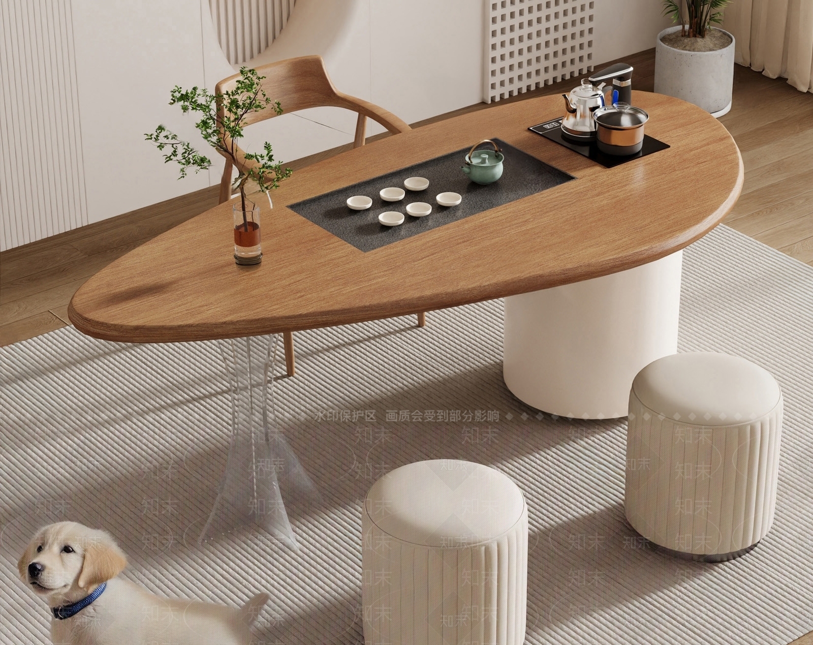 日式原木茶桌椅SU模型下载【ID:1187236555】