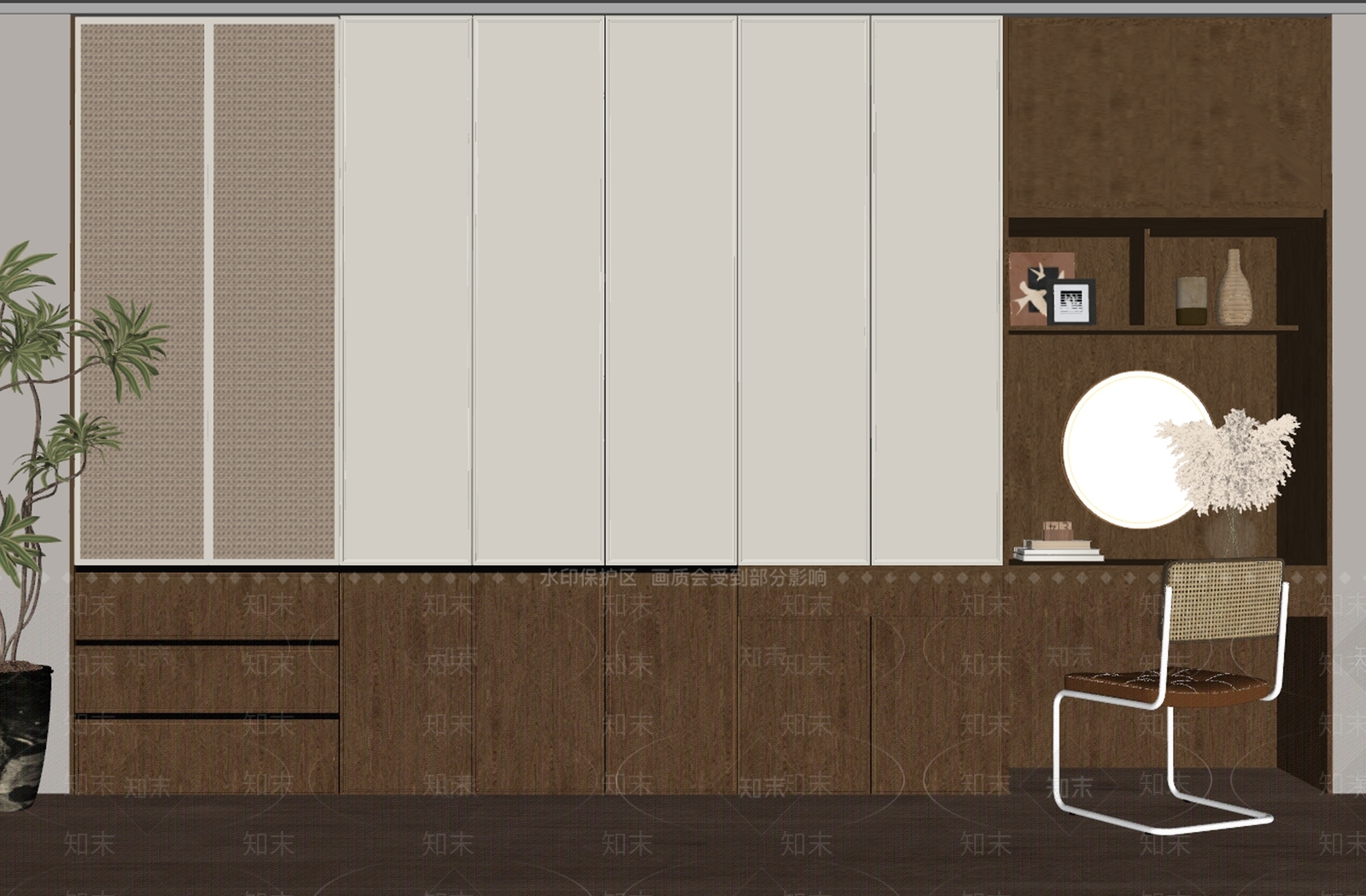 侘寂中古衣柜SU模型下载【ID:1187247783】