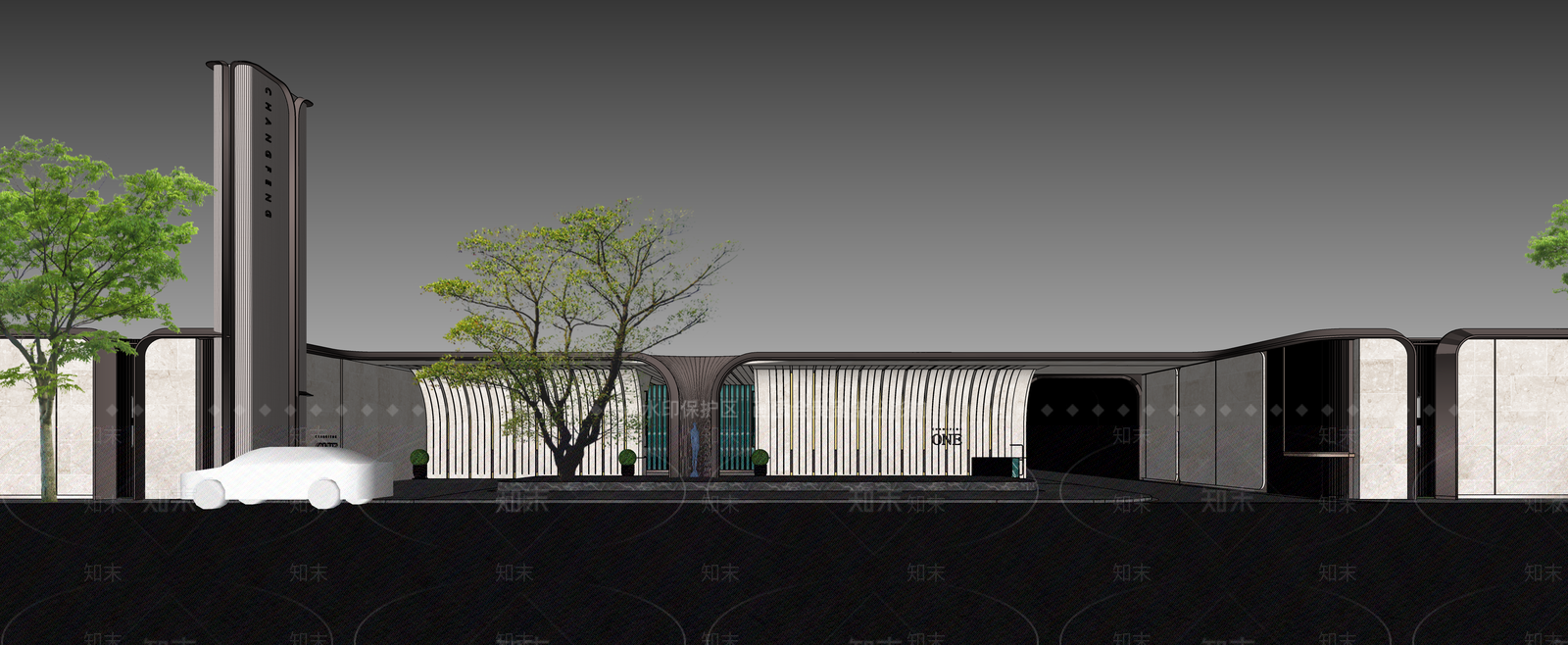 现代奶油小区建筑SU模型下载【ID:1187250183】
