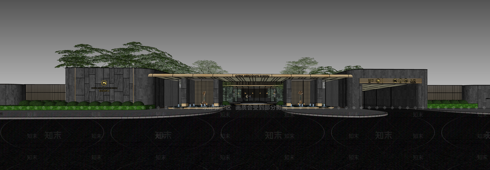 现代轻奢小区建筑SU模型下载【ID:1187251456】