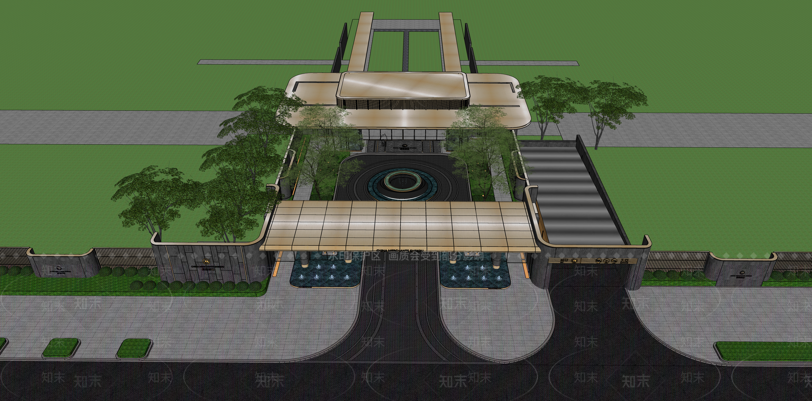 现代轻奢小区建筑SU模型下载【ID:1187251876】