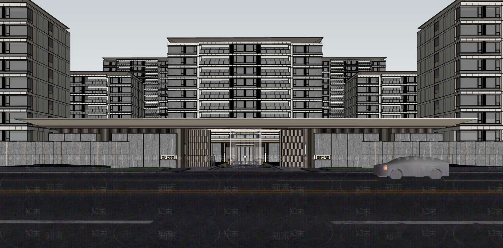 新中式轻奢小区建筑SU模型下载【ID:1187253326】