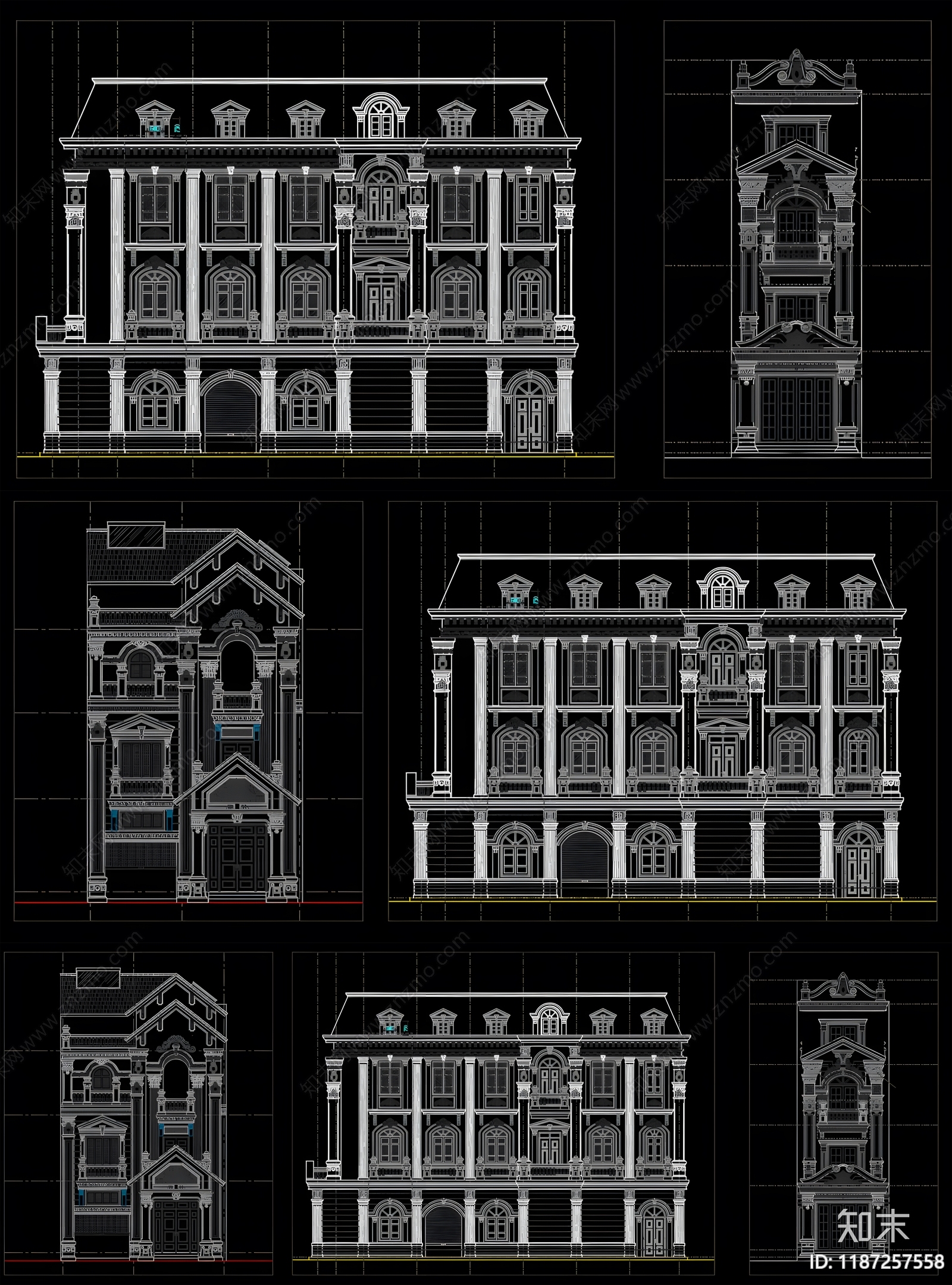 欧式别墅建筑施工图下载【ID:1187257558】