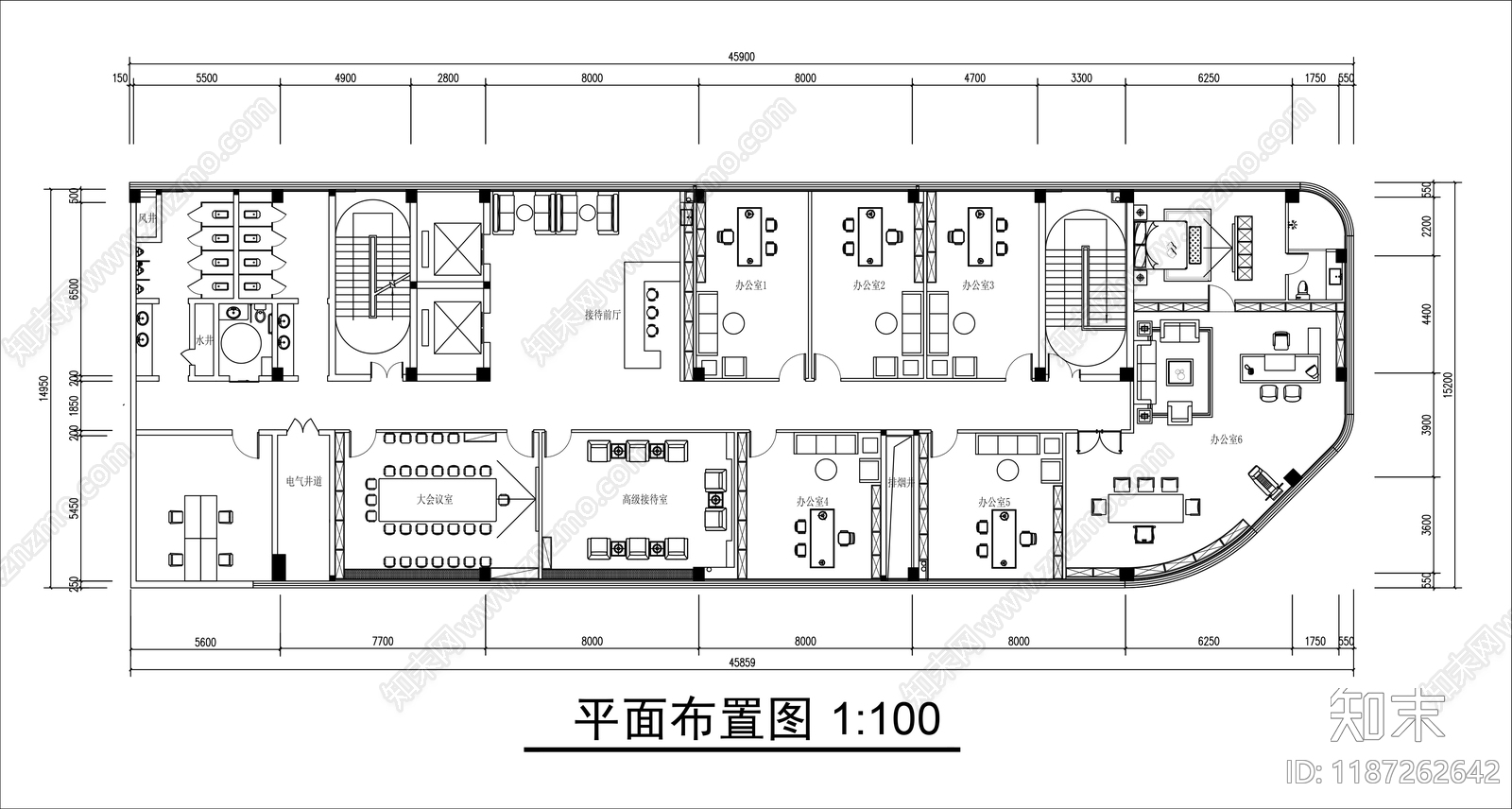 现代整体办公空间cad施工图下载【ID:1187262642】