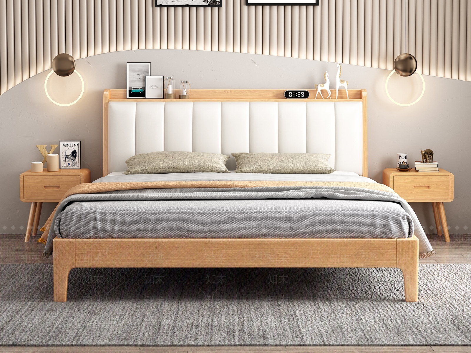 现代北欧双人床3D模型下载【ID:1187262952】