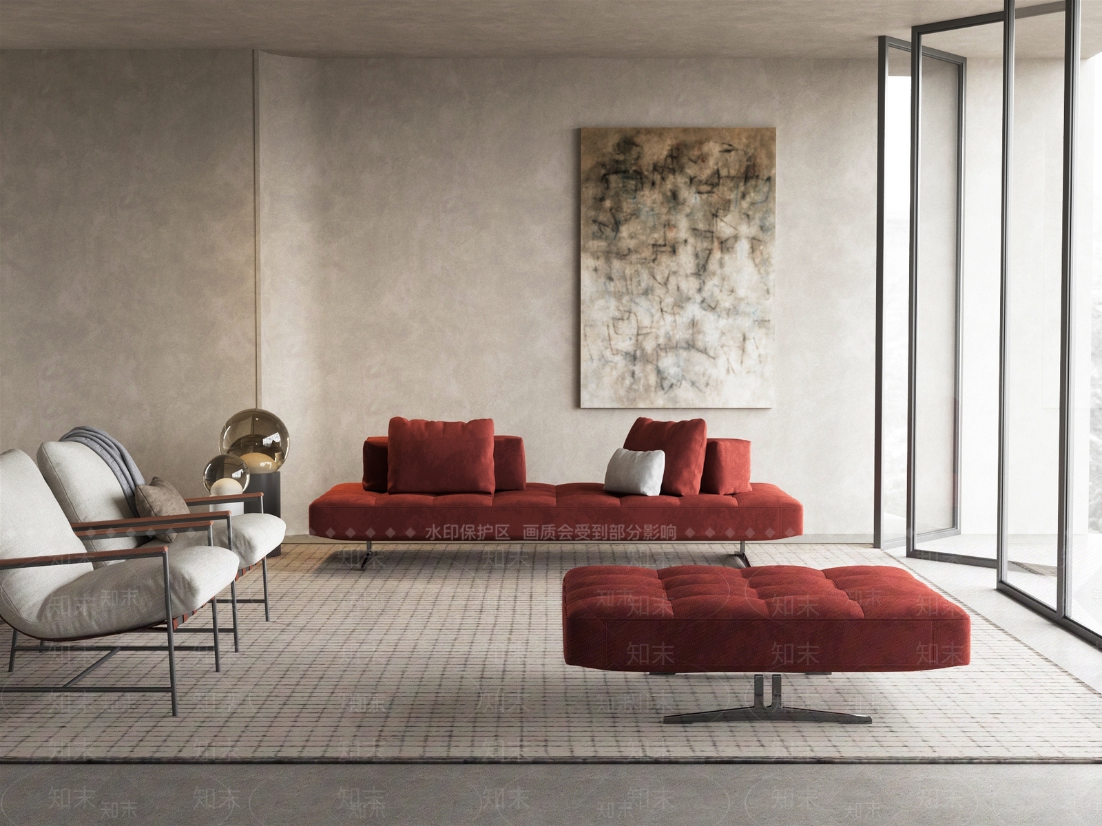 现代客厅3D模型下载【ID:1187269405】