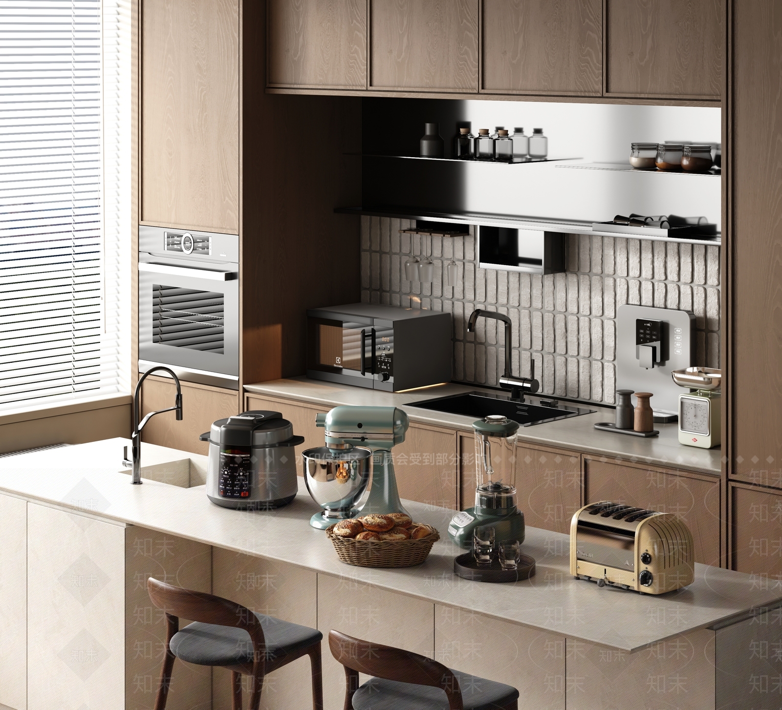 现代厨房电器组合3D模型下载【ID:1187270866】